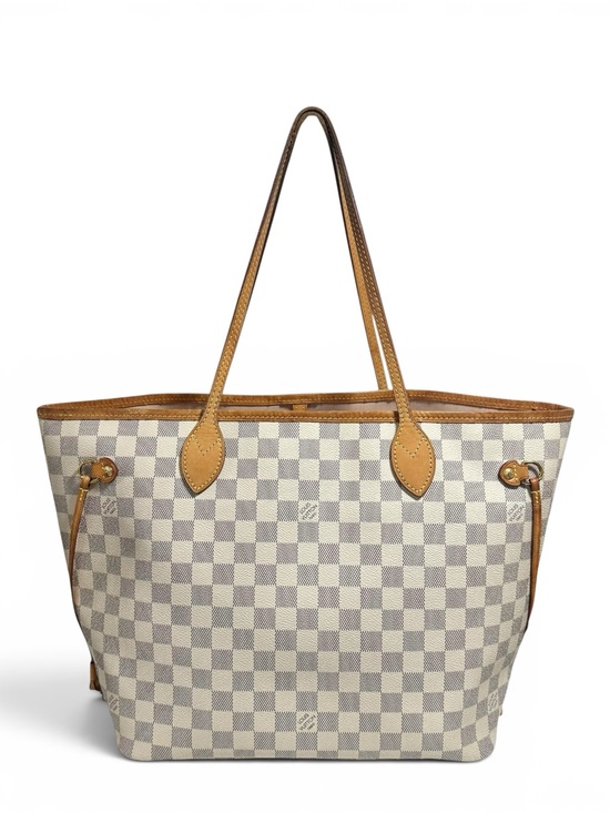 Louis Vuitton Handbags - Louis Vuitton Damier Azur Pink & Vachetta MM Neverfull Tote Bag